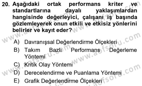 Sağlık Kurumları Yönetimi 2 Dersi 2023 - 2024 Yılı (Final) Dönem Sonu Sınav Soruları 20. Soru