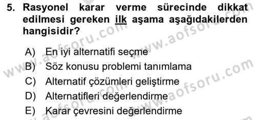 Sağlık Kurumları Yönetimi 2 Dersi 2023 - 2024 Yılı (Final) Dönem Sonu Sınav Soruları 5. Soru