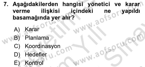 Sağlık Kurumları Yönetimi 2 Dersi 2023 - 2024 Yılı (Final) Dönem Sonu Sınav Soruları 7. Soru