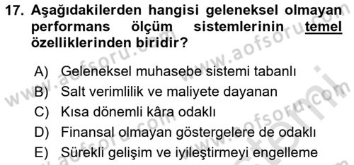 Sağlık Kurumları Yönetimi 2 Dersi 2023 - 2024 Yılı Yaz Okulu Sınav Soruları 17. Soru