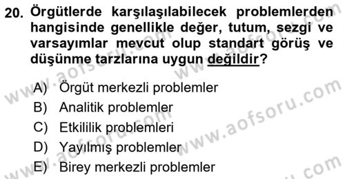 Sağlık Kurumları Yönetimi 2 Dersi 2023 - 2024 Yılı Yaz Okulu Sınav Soruları 20. Soru