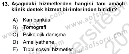 Sağlık Kurumları Yönetimi 2 Dersi 2024 - 2025 Yılı (Vize) Ara Sınav Soruları 13. Soru