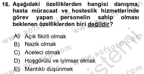 Sağlık Kurumları Yönetimi 2 Dersi 2024 - 2025 Yılı (Vize) Ara Sınav Soruları 16. Soru