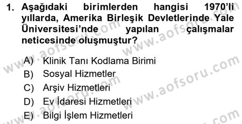 Sağlık Kurumları Yönetimi 2 Dersi 2024 - 2025 Yılı (Final) Dönem Sonu Sınav Soruları 1. Soru