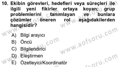 Sağlık Kurumları Yönetimi 2 Dersi 2024 - 2025 Yılı (Final) Dönem Sonu Sınav Soruları 10. Soru