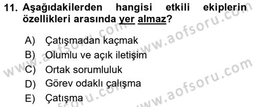 Sağlık Kurumları Yönetimi 2 Dersi 2024 - 2025 Yılı (Final) Dönem Sonu Sınav Soruları 11. Soru