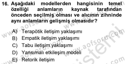Sağlık Kurumları Yönetimi 2 Dersi 2024 - 2025 Yılı (Final) Dönem Sonu Sınav Soruları 16. Soru