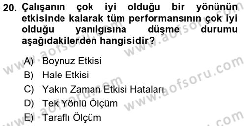 Sağlık Kurumları Yönetimi 2 Dersi 2024 - 2025 Yılı (Final) Dönem Sonu Sınav Soruları 20. Soru