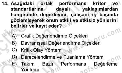 Sağlık Kurumları Yönetimi 2 Dersi 2024 - 2025 Yılı Yaz Okulu Sınav Soruları 14. Soru