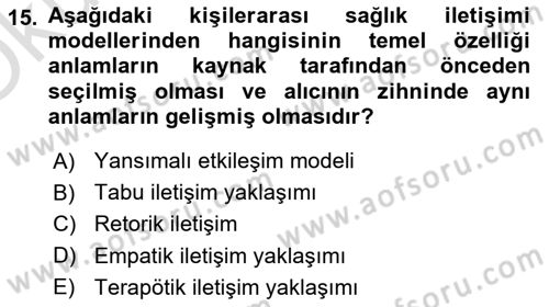 Sağlık Kurumları Yönetimi 2 Dersi 2024 - 2025 Yılı Yaz Okulu Sınav Soruları 15. Soru