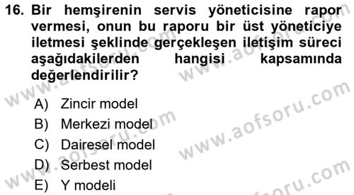Sağlık Kurumları Yönetimi 2 Dersi 2024 - 2025 Yılı Yaz Okulu Sınav Soruları 16. Soru