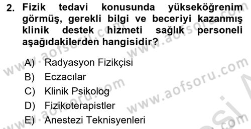 Sağlık Kurumları Yönetimi 2 Dersi 2024 - 2025 Yılı Yaz Okulu Sınav Soruları 2. Soru