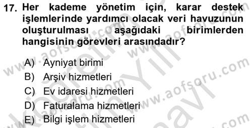 Sağlık Kurumları Yönetimi 2 Dersi 2025 - 2026 Yılı (Vize) Ara Sınav Soruları 17. Soru