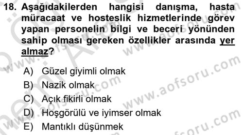 Sağlık Kurumları Yönetimi 2 Dersi 2025 - 2026 Yılı (Vize) Ara Sınav Soruları 18. Soru