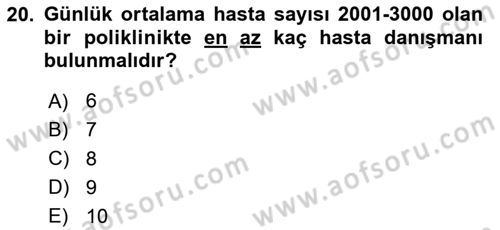 Sağlık Kurumları Yönetimi 2 Dersi 2025 - 2026 Yılı (Vize) Ara Sınav Soruları 20. Soru