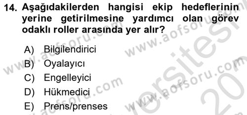 Sağlık Kurumları Yönetimi 2 Dersi 2025 - 2026 Yılı (Final) Dönem Sonu Sınav Soruları 14. Soru