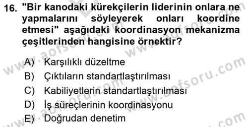 Sağlık Kurumları Yönetimi 2 Dersi 2025 - 2026 Yılı (Final) Dönem Sonu Sınav Soruları 16. Soru