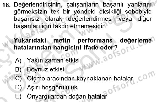 Sağlık Kurumları Yönetimi 2 Dersi 2025 - 2026 Yılı (Final) Dönem Sonu Sınav Soruları 18. Soru