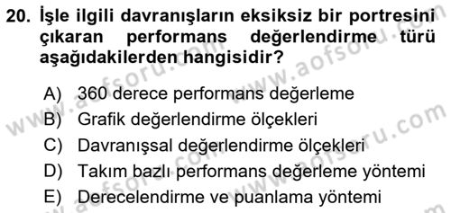 Sağlık Kurumları Yönetimi 2 Dersi 2025 - 2026 Yılı (Final) Dönem Sonu Sınav Soruları 20. Soru