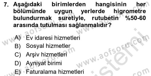 Sağlık Kurumları Yönetimi 2 Dersi 2025 - 2026 Yılı (Final) Dönem Sonu Sınav Soruları 7. Soru