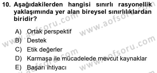 Sağlık Kurumları Yönetimi 2 Dersi 2025 - 2026 Yılı Yaz Okulu Sınav Soruları 10. Soru