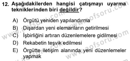 Sağlık Kurumları Yönetimi 2 Dersi 2025 - 2026 Yılı Yaz Okulu Sınav Soruları 12. Soru
