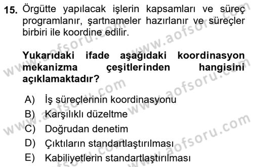 Sağlık Kurumları Yönetimi 2 Dersi 2025 - 2026 Yılı Yaz Okulu Sınav Soruları 15. Soru