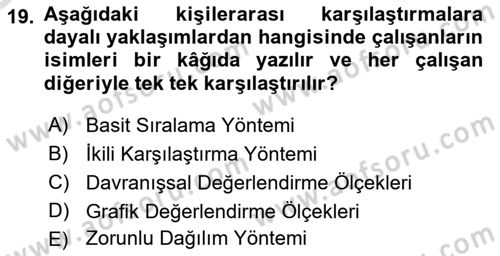 Sağlık Kurumları Yönetimi 2 Dersi 2025 - 2026 Yılı Yaz Okulu Sınav Soruları 19. Soru