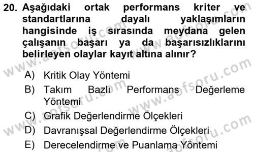 Sağlık Kurumları Yönetimi 2 Dersi 2025 - 2026 Yılı Yaz Okulu Sınav Soruları 20. Soru