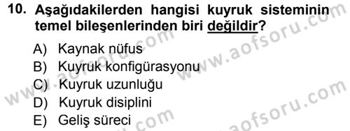 Sağlık Kurumlarında Operasyon Yönetimi Dersi 2012 - 2013 Yılı (Final) Dönem Sonu Sınav Soruları 10. Soru