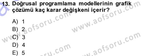 Sağlık Kurumlarında Operasyon Yönetimi Dersi Ara Sınavı Deneme Sınav Soruları 13. Soru