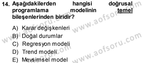 Sağlık Kurumlarında Operasyon Yönetimi Dersi Ara Sınavı Deneme Sınav Soruları 14. Soru
