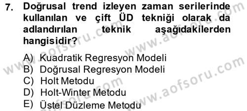 Sağlık Kurumlarında Operasyon Yönetimi Dersi Ara Sınavı Deneme Sınav Soruları 7. Soru