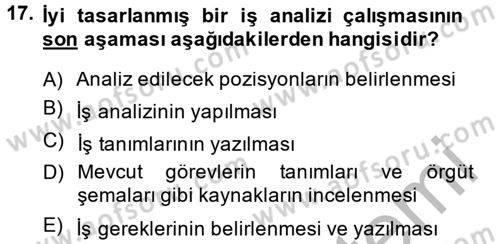 Sağlık Kurumlarında Operasyon Yönetimi Dersi 2014 - 2015 Yılı (Final) Dönem Sonu Sınav Soruları 17. Soru