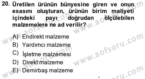Sağlık Kurumlarında Operasyon Yönetimi Dersi 2014 - 2015 Yılı (Final) Dönem Sonu Sınav Soruları 20. Soru