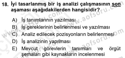 Sağlık Kurumlarında Operasyon Yönetimi Dersi 2015 - 2016 Yılı Tek Ders Sınav Soruları 18. Soru