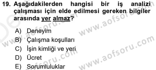 Sağlık Kurumlarında Operasyon Yönetimi Dersi 2015 - 2016 Yılı Tek Ders Sınav Soruları 19. Soru