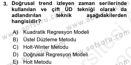 Sağlık Kurumlarında Operasyon Yönetimi Dersi 2015 - 2016 Yılı Tek Ders Sınav Soruları 3. Soru