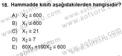 Sağlık Kurumlarında Operasyon Yönetimi Dersi Ara Sınavı Deneme Sınav Soruları 18. Soru
