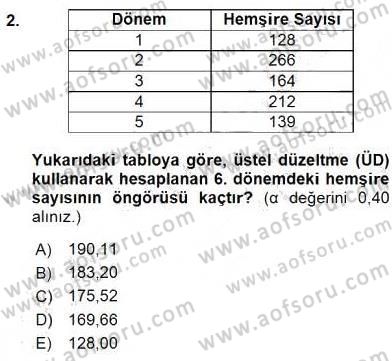 Sağlık Kurumlarında Operasyon Yönetimi Dersi 2016 - 2017 Yılı (Vize) Ara Sınav Soruları 2. Soru