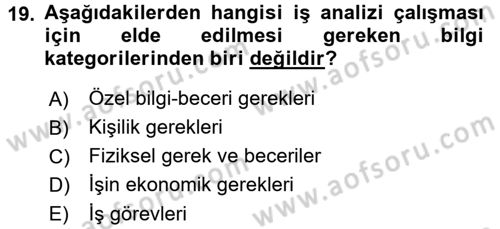 Sağlık Kurumlarında Operasyon Yönetimi Dersi 2016 - 2017 Yılı (Final) Dönem Sonu Sınav Soruları 19. Soru
