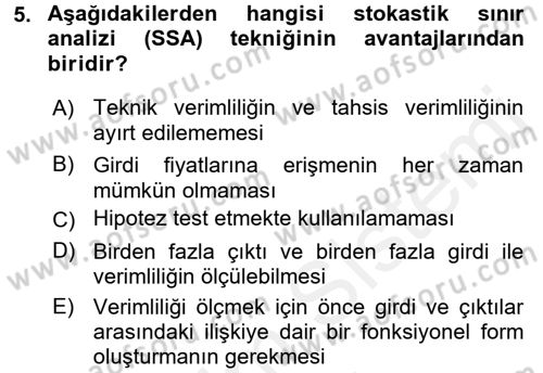 Sağlık Kurumlarında Operasyon Yönetimi Dersi 2016 - 2017 Yılı (Final) Dönem Sonu Sınav Soruları 5. Soru