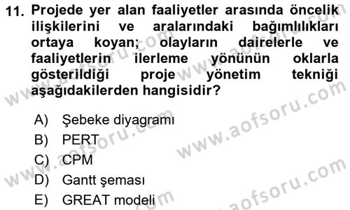 Sağlık Kurumlarında Operasyon Yönetimi Dersi 2017 - 2018 Yılı 3 Ders Sınav Soruları 11. Soru