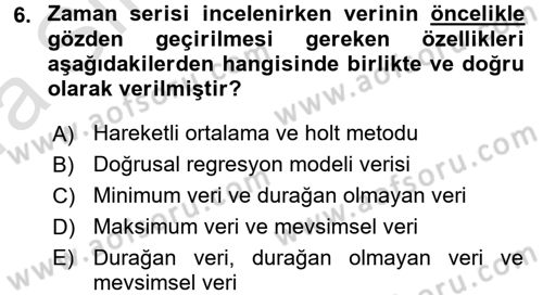 Sağlık Kurumlarında Operasyon Yönetimi Dersi Ara Sınavı Deneme Sınav Soruları 6. Soru