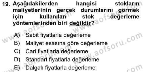 Sağlık Kurumlarında Operasyon Yönetimi Dersi 2017 - 2018 Yılı (Final) Dönem Sonu Sınav Soruları 19. Soru