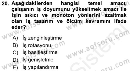 Sağlık Kurumlarında Operasyon Yönetimi Dersi 2017 - 2018 Yılı (Final) Dönem Sonu Sınav Soruları 20. Soru