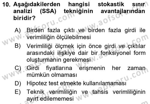 Sağlık Kurumlarında Operasyon Yönetimi Dersi 2018 - 2019 Yılı 3 Ders Sınav Soruları 10. Soru