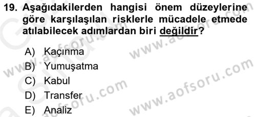Sağlık Kurumlarında Operasyon Yönetimi Dersi Ara Sınavı Deneme Sınav Soruları 19. Soru