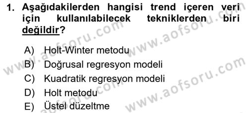Sağlık Kurumlarında Operasyon Yönetimi Dersi 2018 - 2019 Yılı (Final) Dönem Sonu Sınav Soruları 1. Soru