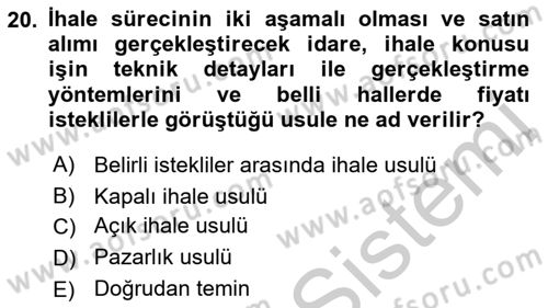 Sağlık Kurumlarında Operasyon Yönetimi Dersi 2018 - 2019 Yılı Yaz Okulu Sınav Soruları 20. Soru